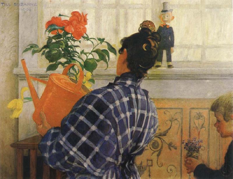Carl Larsson The Artist-s Wife and Children oil painting picture